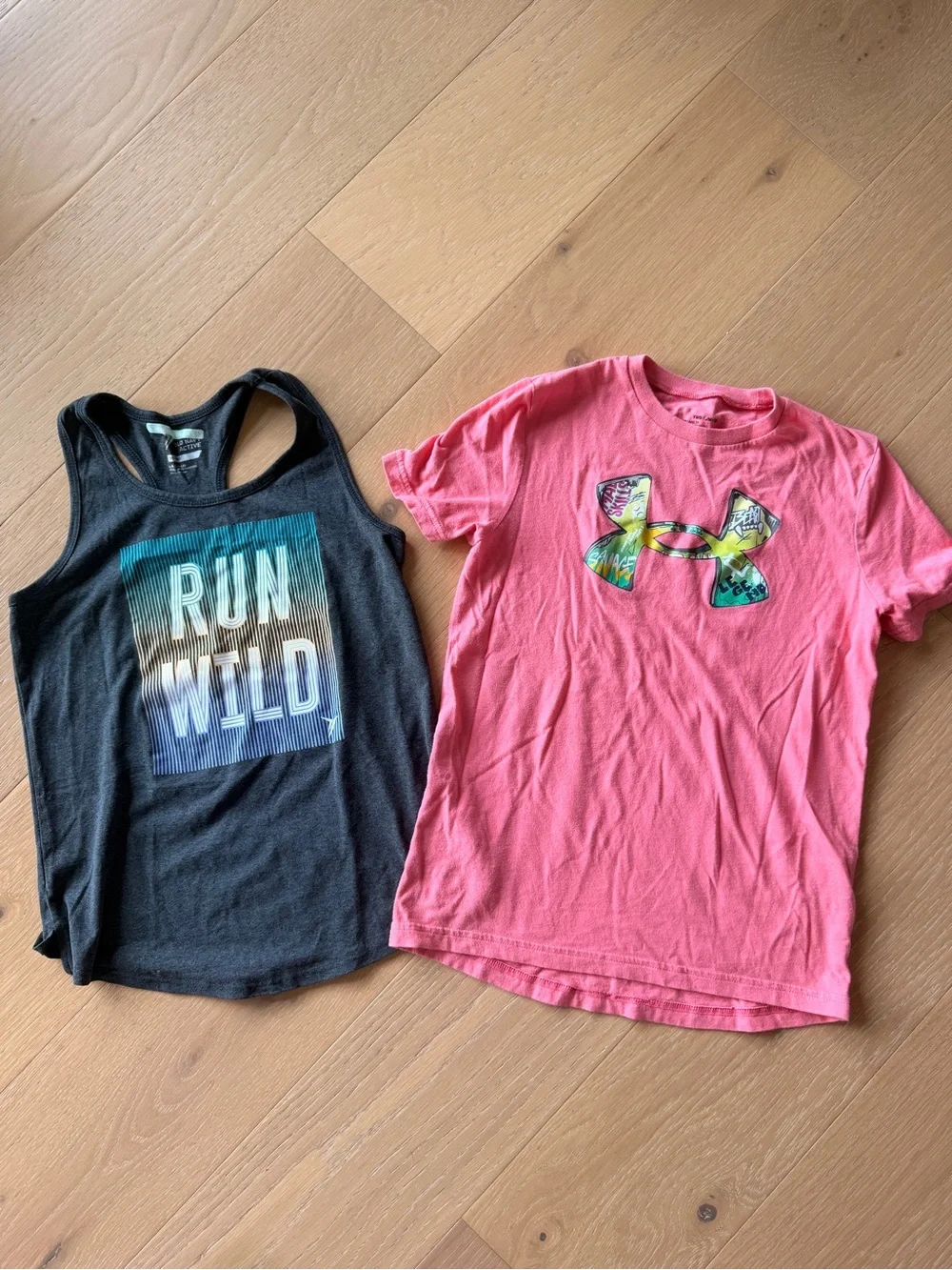 Under Armour Loose Heat Gear Shirt YM Old Navy Active Tank Top YL